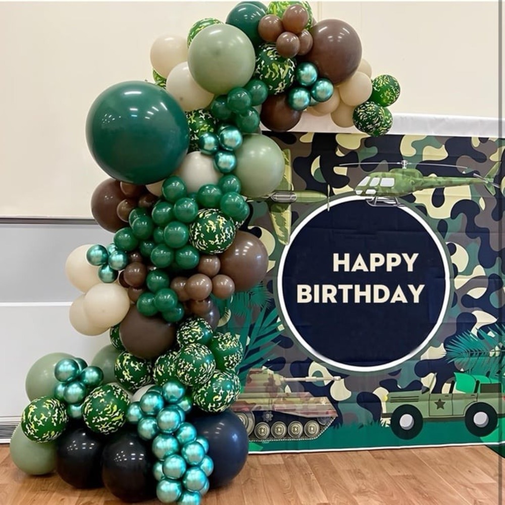 camouflage Balloon Garland Arch Kit for Army Party Decorations,142Pcs Camo Ball